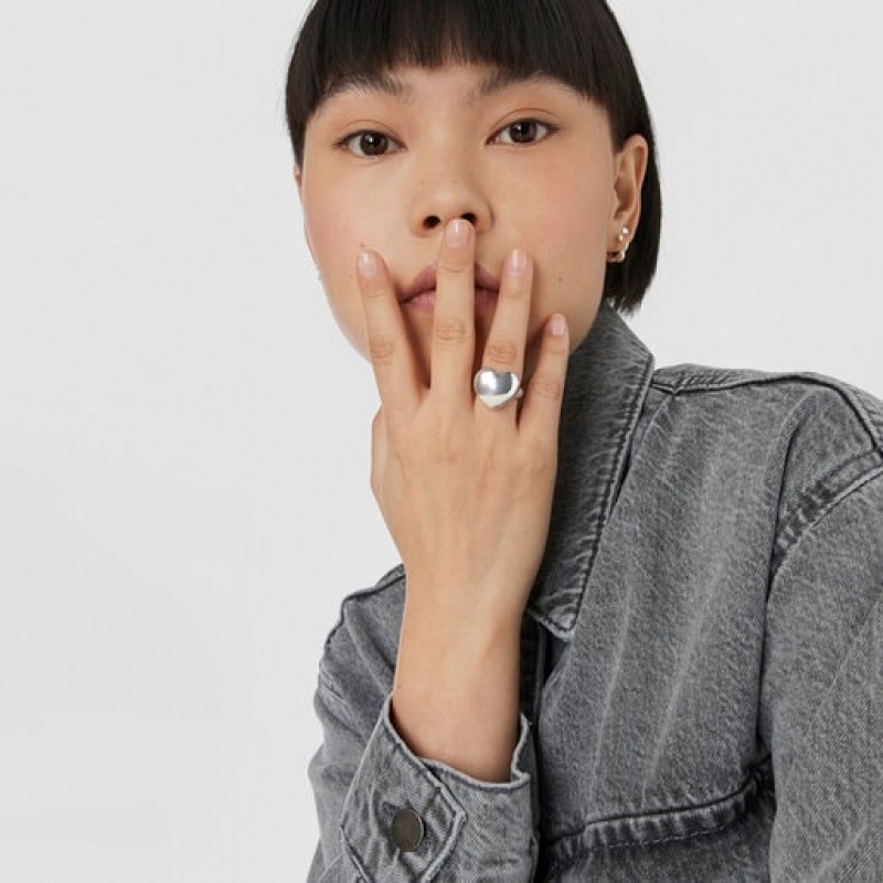 Tous Bold Motif Heart Signet Ring Silber | Österreich-CWFXEV209