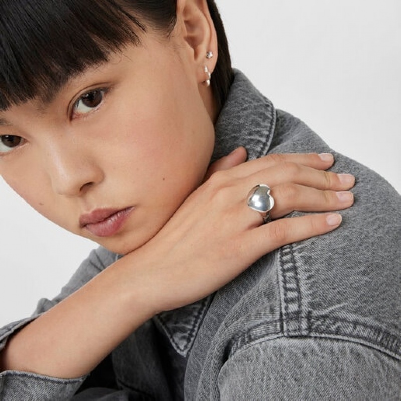 Tous Bold Motif Heart Signet Ring Silber | Österreich-CWFXEV209
