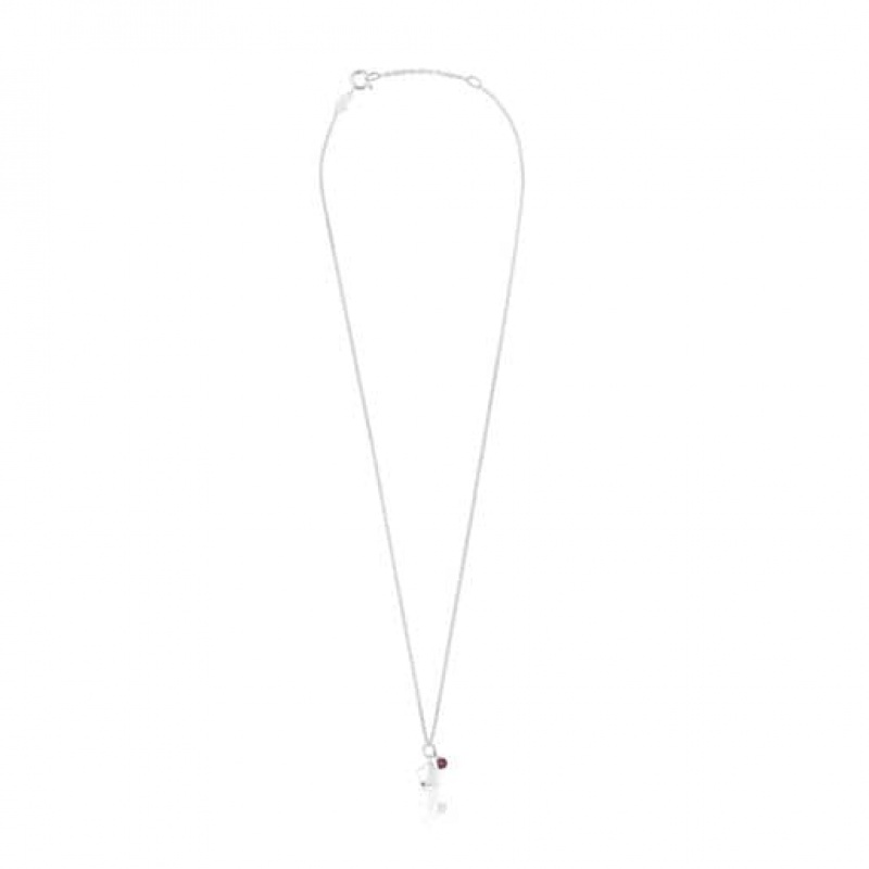 Tous Bold Motif With A Rhodolite Flower Halskette Silber | Österreich-XHUEPZ987