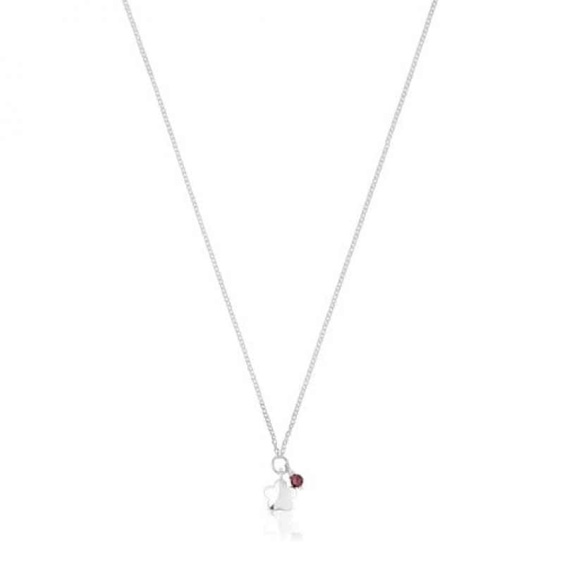 Tous Bold Motif With A Rhodolite Flower Halskette Silber | Österreich-XHUEPZ987