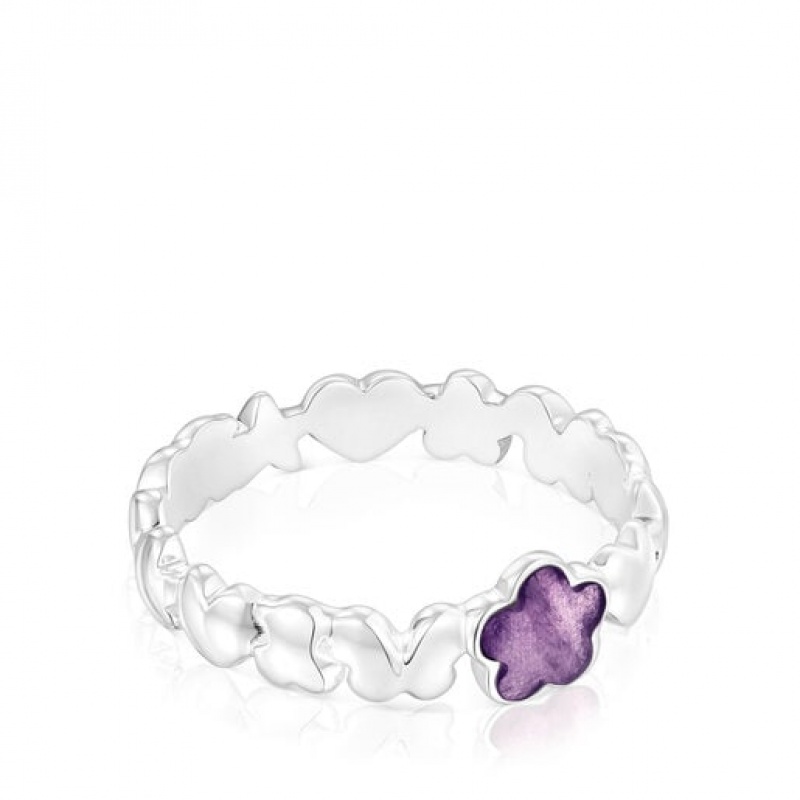 Tous Bold Motif With An Amethyst Flower Ring Silber | Österreich-HRVNCI729