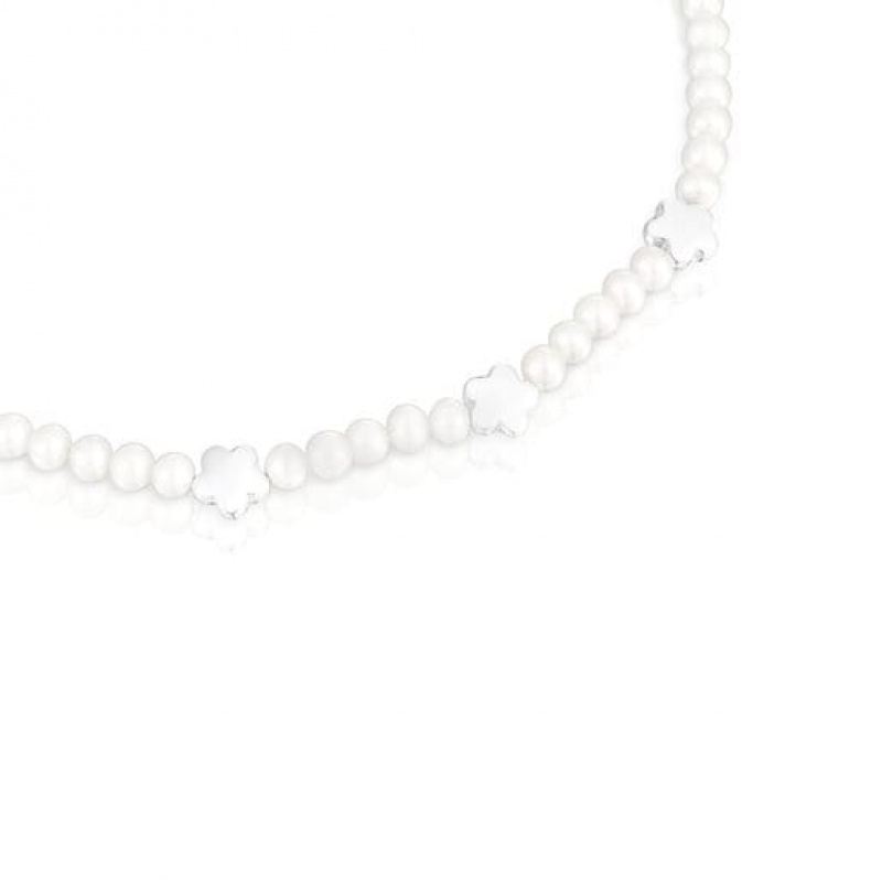 Tous Bold Motif With Cultured Pearls Flower Motifs Halskette Weiß | Österreich-WTMSUJ018