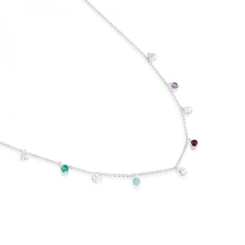 Tous Bold Motif With Gemstones Halskette Silber | Österreich-HXJWNF023