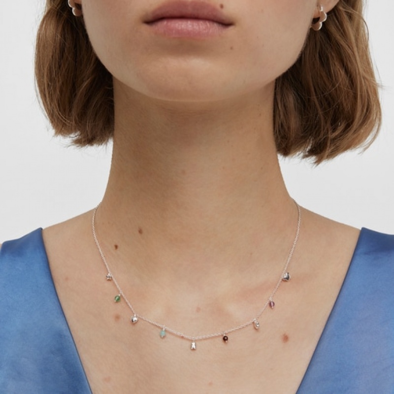 Tous Bold Motif With Gemstones Halskette Silber | Österreich-HXJWNF023