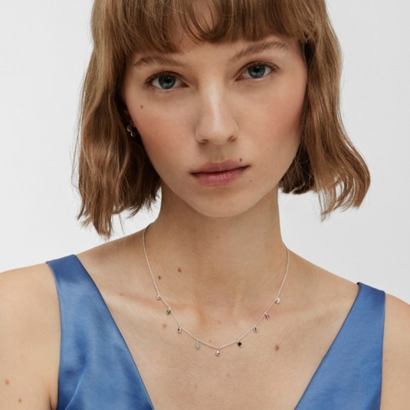 Tous Bold Motif With Gemstones Halskette Silber | Österreich-HXJWNF023