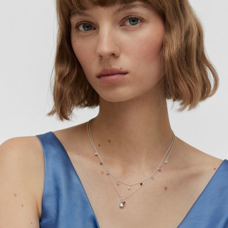 Tous Bold Motif With Gemstones Halskette Silber | Österreich-HXJWNF023