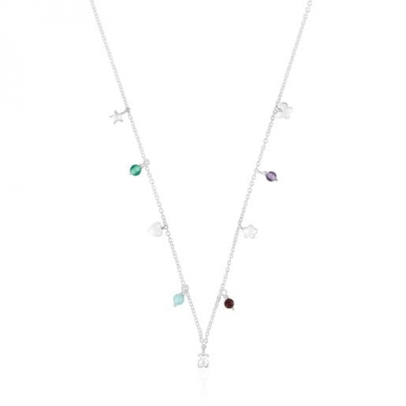 Tous Bold Motif With Gemstones Halskette Silber | Österreich-HXJWNF023