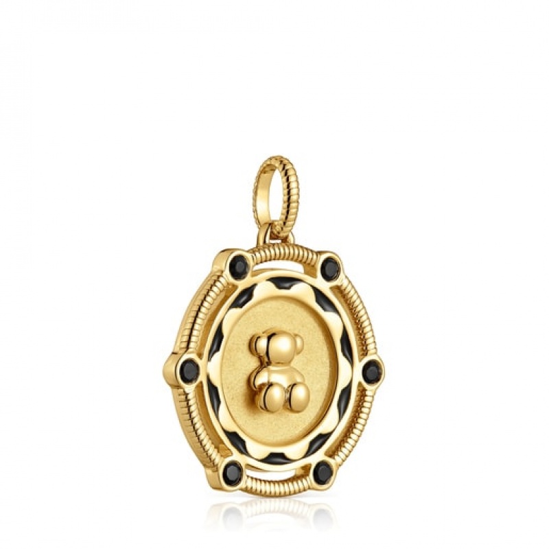 Tous Cachito Mío Bear Medal With Onyx Details Anhänger Gold | Österreich-MHRVCU321