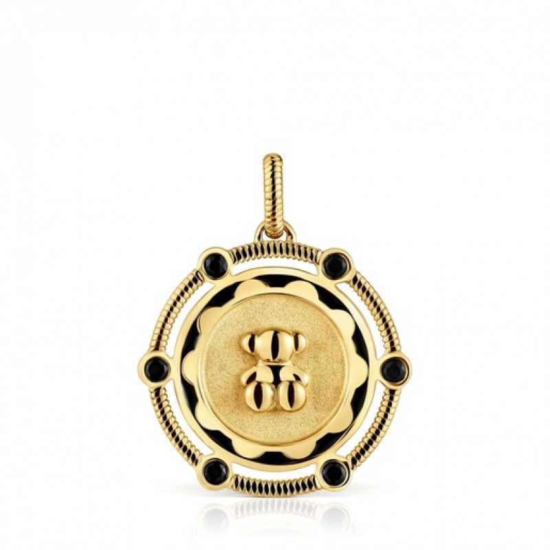 Tous Cachito Mío Bear Medal With Onyx Details Anhänger Gold | Österreich-MHRVCU321