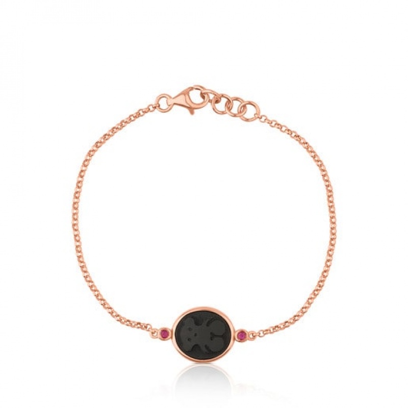 Tous Camee With Onyx Ruby Armband Gold Rosa Gold | Österreich-PQJODW960