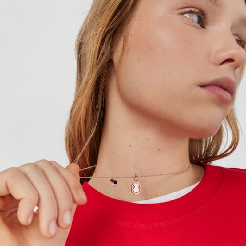 Tous Camille With Onyx Ruby Halskette Rosa Gold | Österreich-CRDXSV329