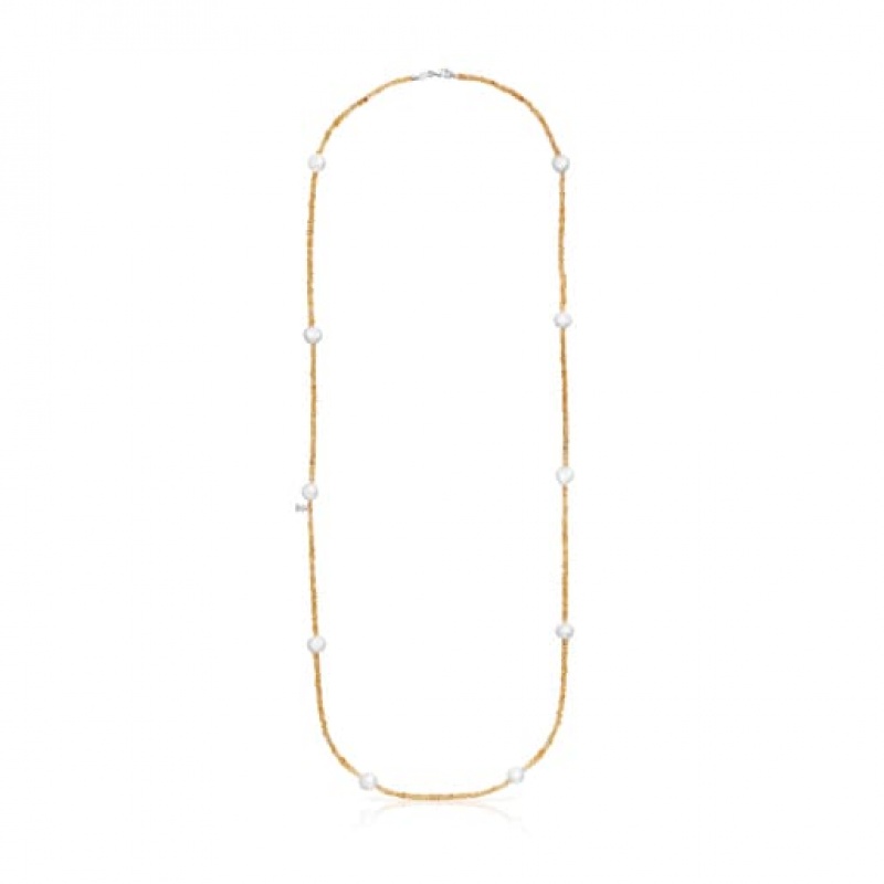 Tous Carnelian Pearl Sea Vibes Halskette Gold | Österreich-LODMIP397