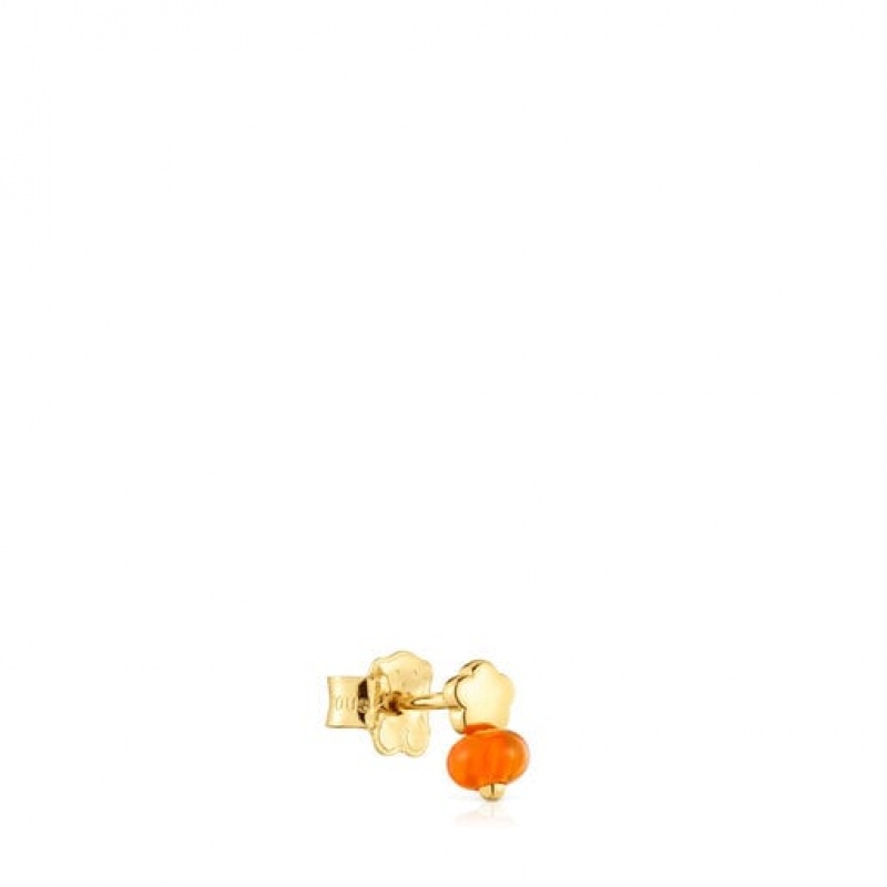 Tous Chalcedony Flower Single Balloon Ohrringe Gold | Österreich-IMVTYQ807