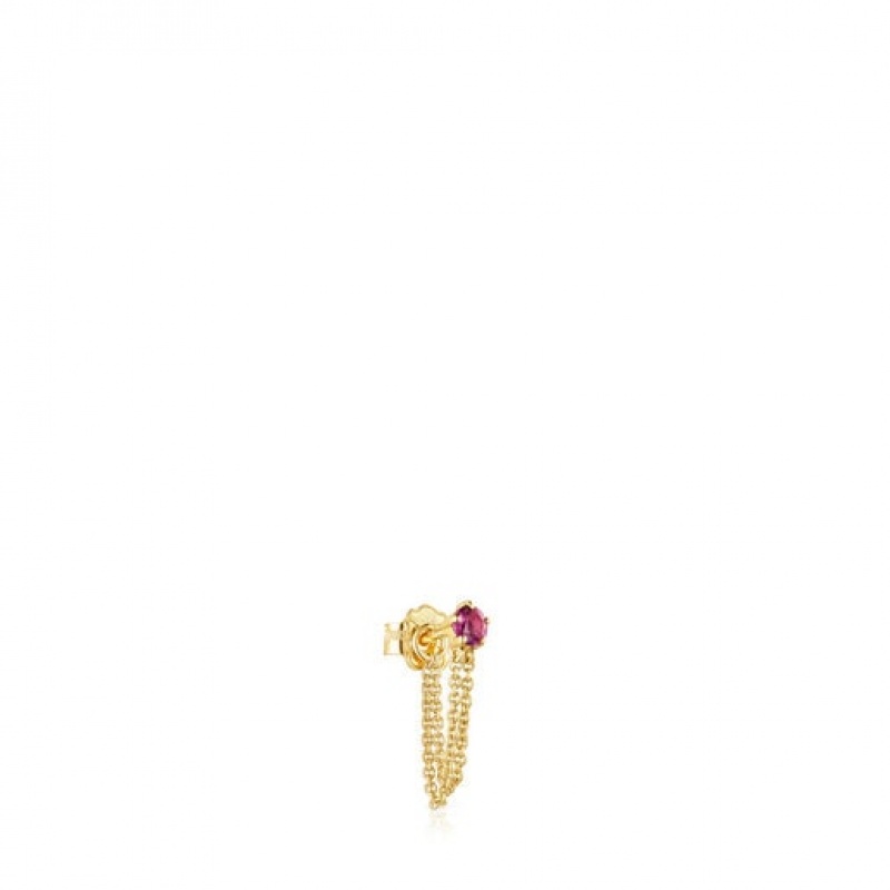 Tous Cool Joy 1/2 Earring With Double Rhodolite Kettenriemen Gold | Österreich-PLYRHB283