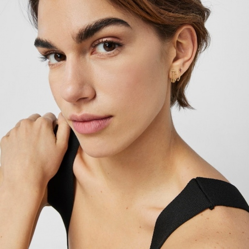 Tous Cool Joy 1/2 Earring With Double Rhodolite Kettenriemen Gold | Österreich-PLYRHB283