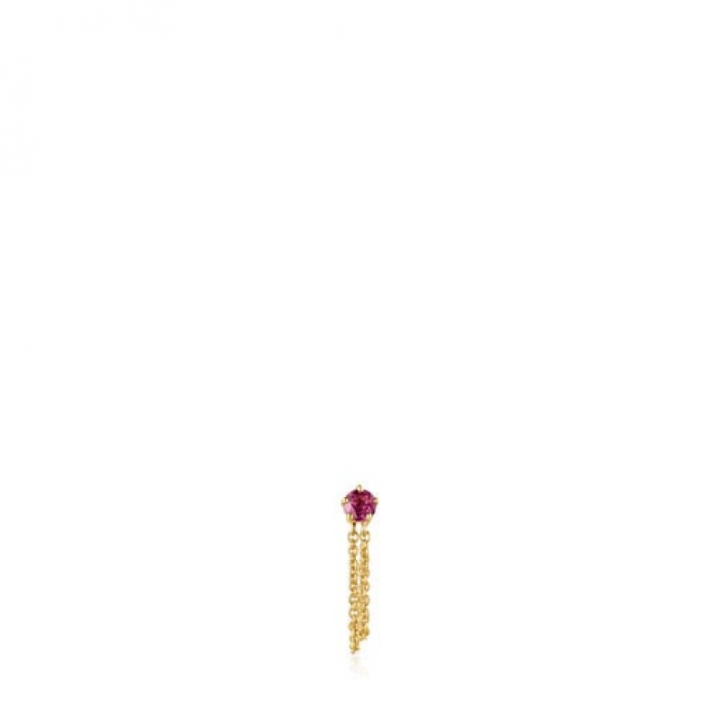 Tous Cool Joy 1/2 Earring With Double Rhodolite Kettenriemen Gold | Österreich-PLYRHB283