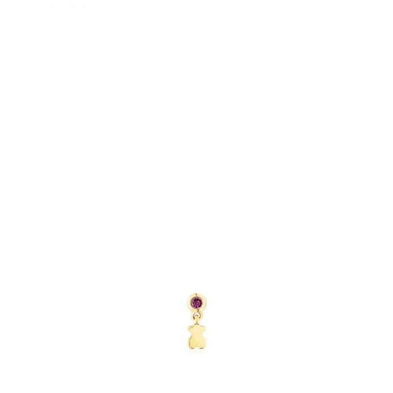 Tous Cool Joy Ear With Rhodolite Bear Motif Ohrringe Gold | Österreich-ZCELKQ297