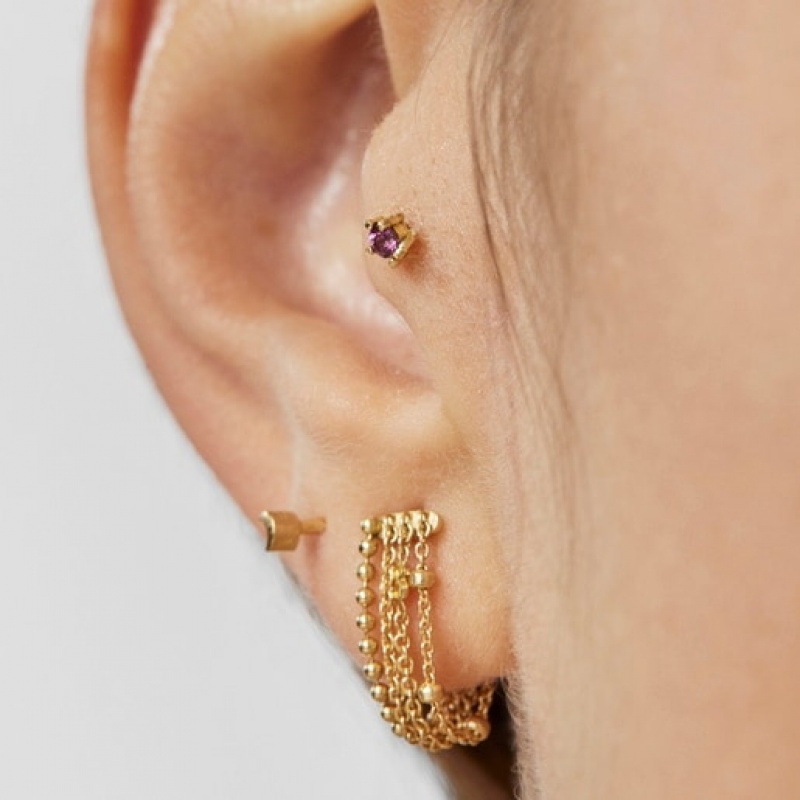 Tous Cool Joy Ear With Rhodolite Ohrringe Gold | Österreich-XWHESP653