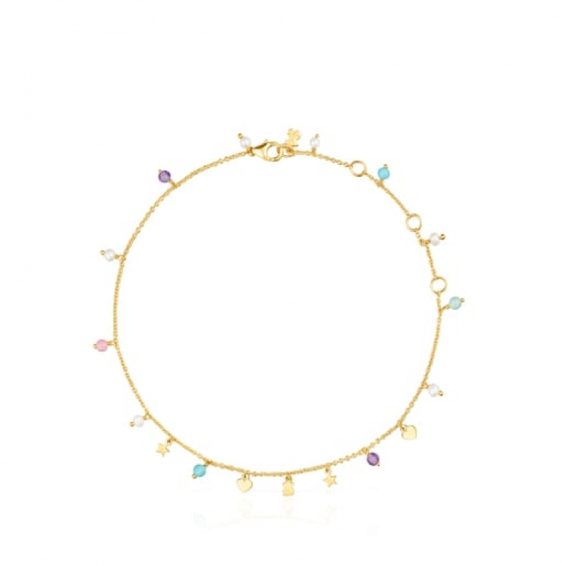 Tous Cool Joy With Gemstones Fußkettchen Gold | Österreich-HFEMLX017