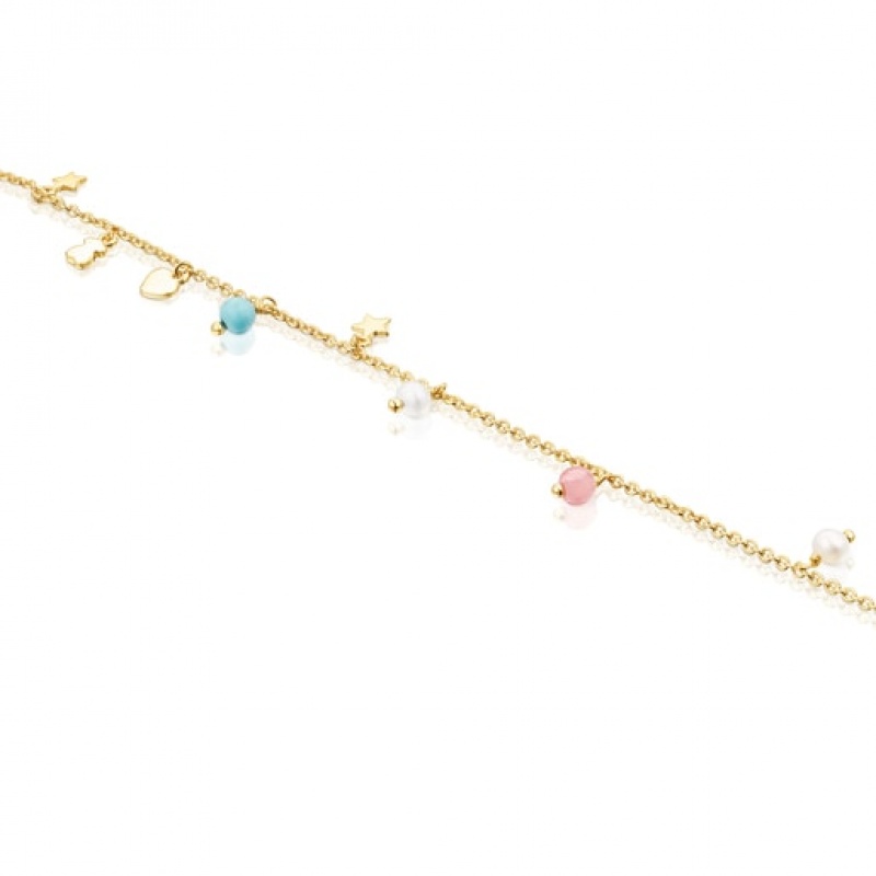 Tous Cool Joy With Gemstones Fußkettchen Gold | Österreich-HFEMLX017