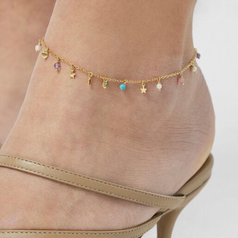 Tous Cool Joy With Gemstones Fußkettchen Gold | Österreich-HFEMLX017