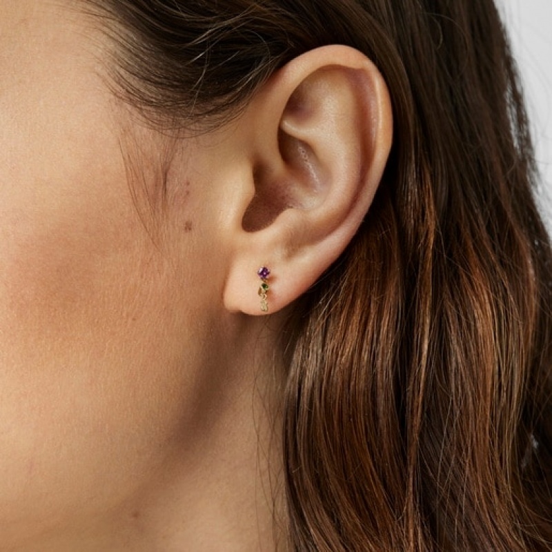 Tous Cool Joy With Rhodolite Chrome Diopside Bear Motif Ohrringe Gold | Österreich-KPHOSA631