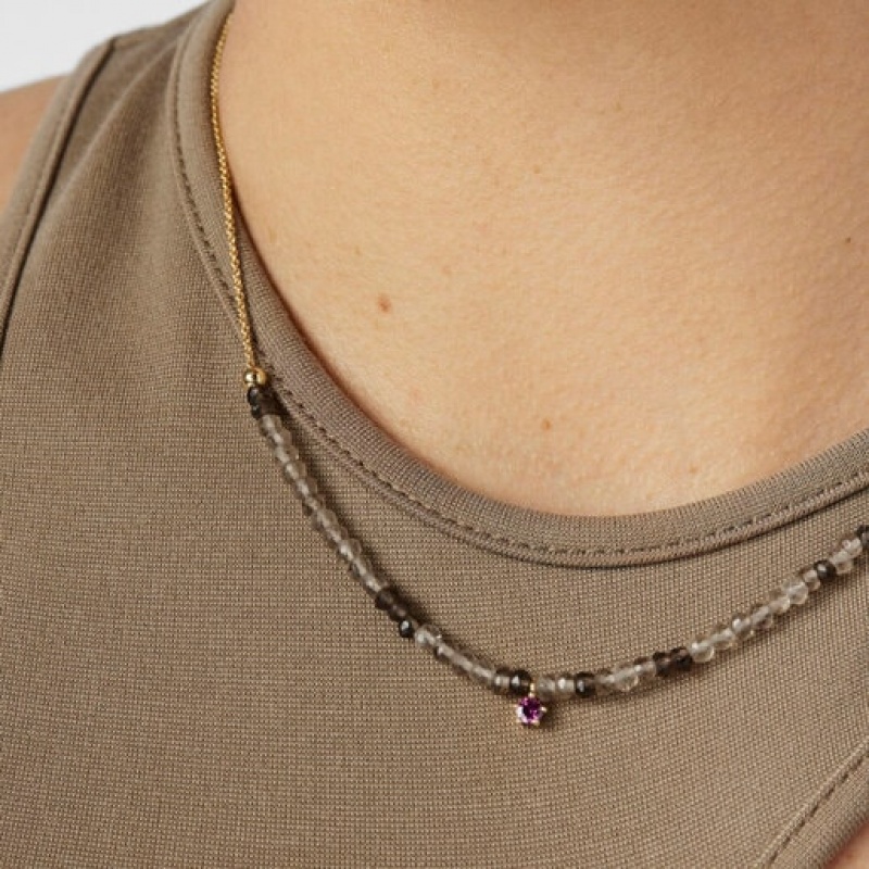 Tous Cool Joy With Smoky Quartz Rhodolite Halskette Gold | Österreich-UYCXPF950