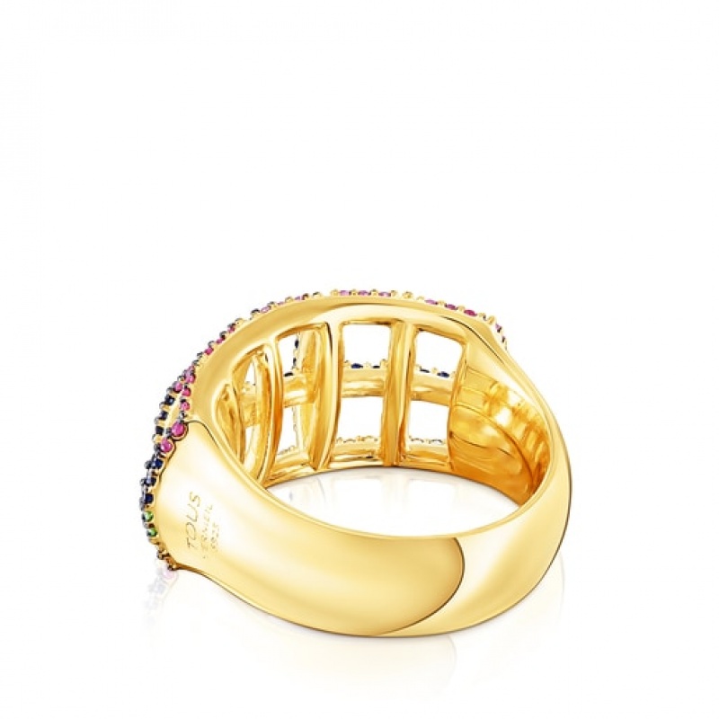 Tous Costura With Gemstones Ring Gold | Österreich-OQMNLR619