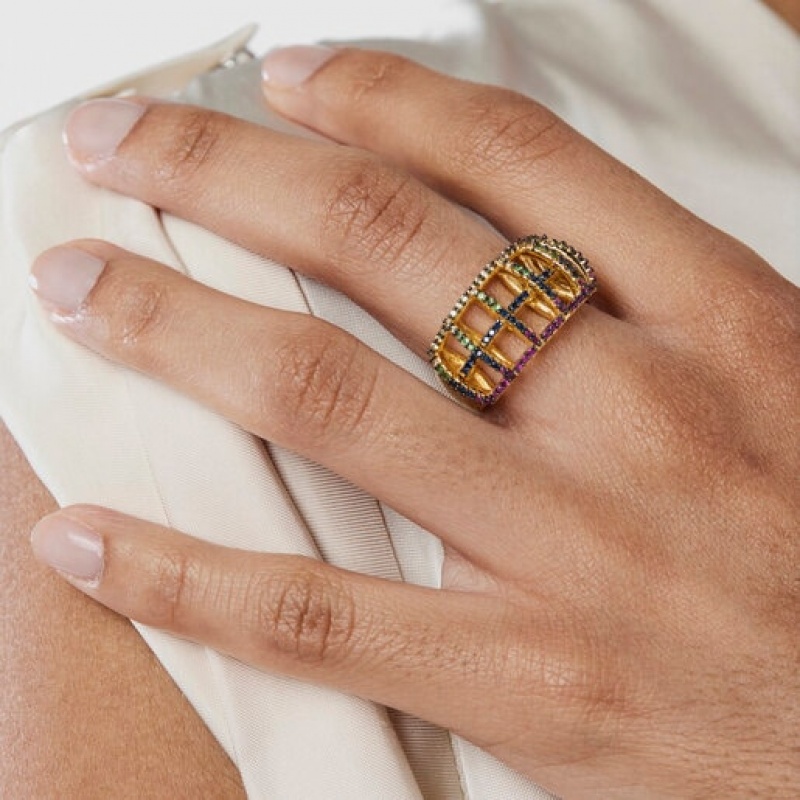 Tous Costura With Gemstones Ring Gold | Österreich-OQMNLR619