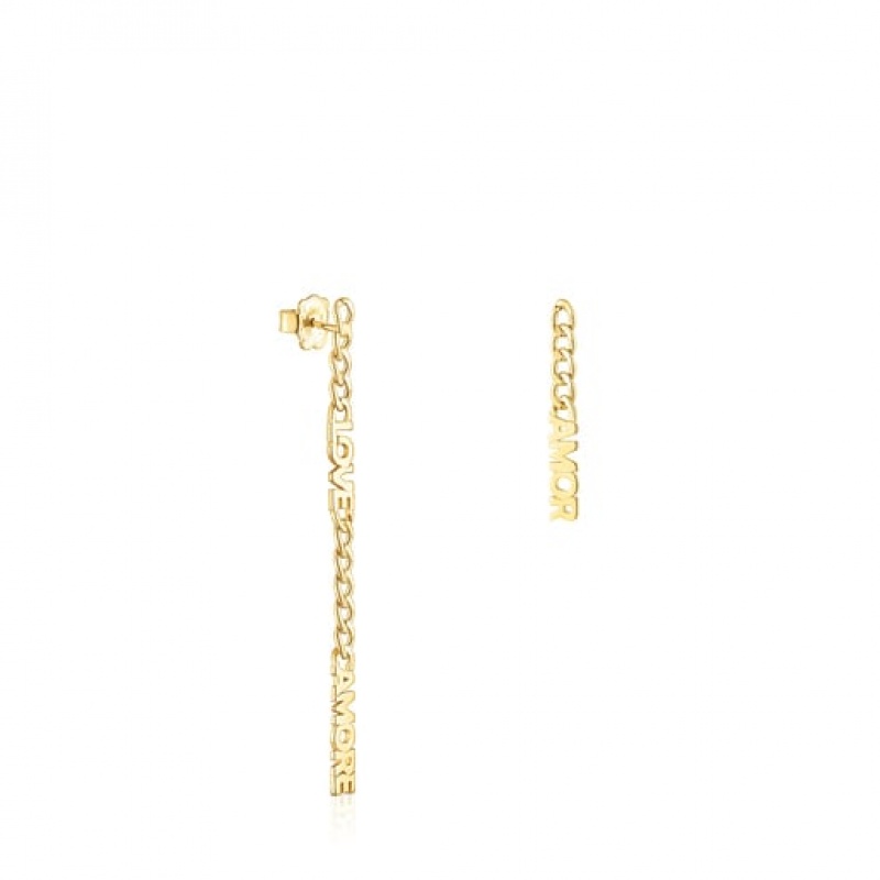 Tous Crossword Amor Chain Ohrringe Gold | Österreich-OUQAVR469