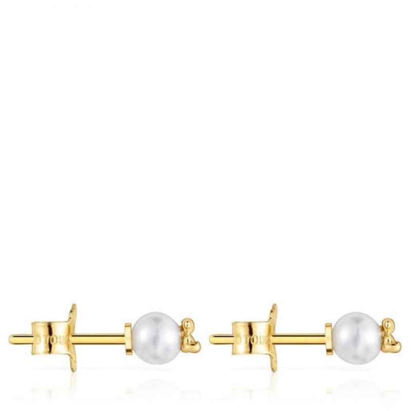 Tous Cultured Pearl Charm Bold Bear Ohrringe Gold | Österreich-FUVRKM710