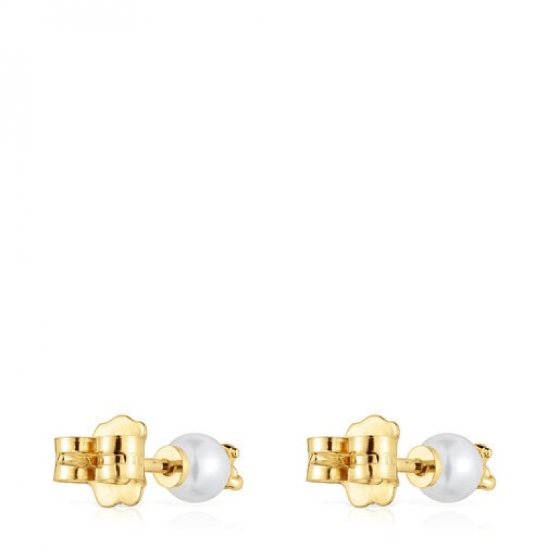 Tous Cultured Pearl Charm Bold Bear Ohrringe Gold | Österreich-FUVRKM710
