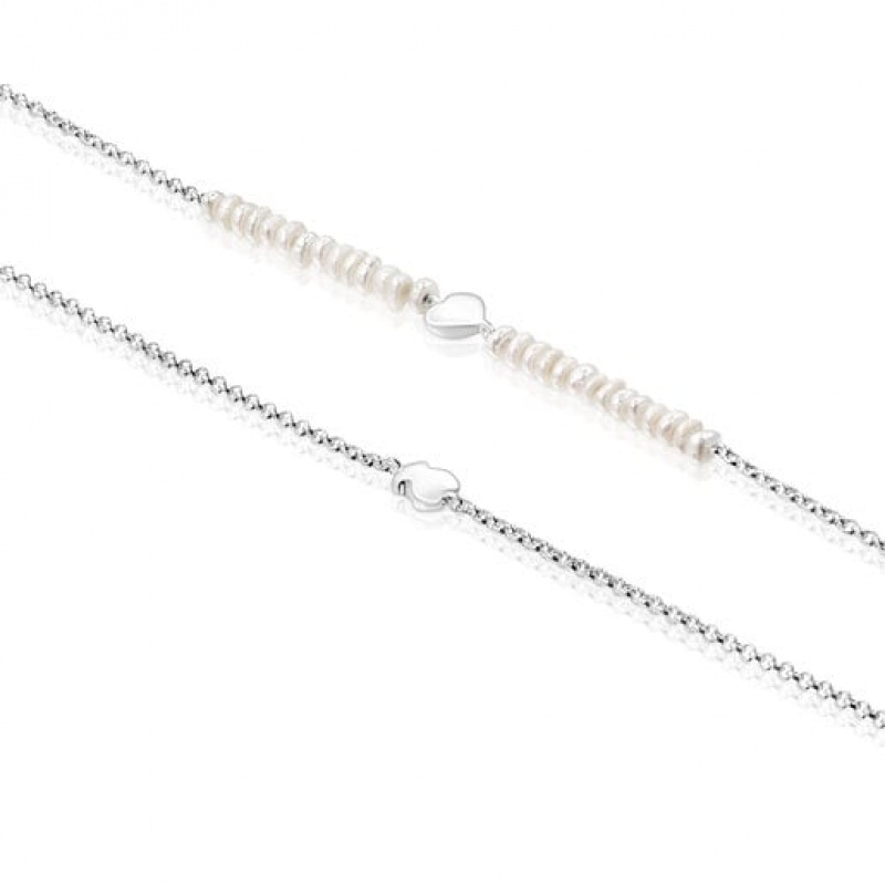 Tous Cultured Pearls Mini Icons Heart Bear Set Armband Silber | Österreich-CKUAWV643