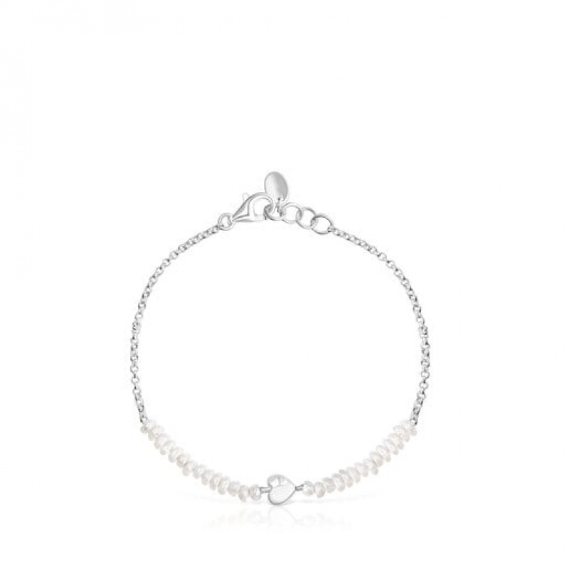 Tous Cultured Pearls Mini Icons Heart Bear Set Armband Silber | Österreich-CKUAWV643