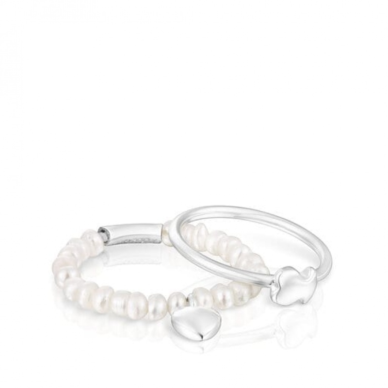Tous Cultured Pearls Mini Icons Heart Ring Silber | Österreich-GBNZAK341