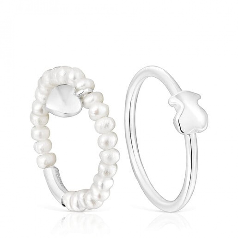 Tous Cultured Pearls Mini Icons Heart Ring Silber | Österreich-GBNZAK341