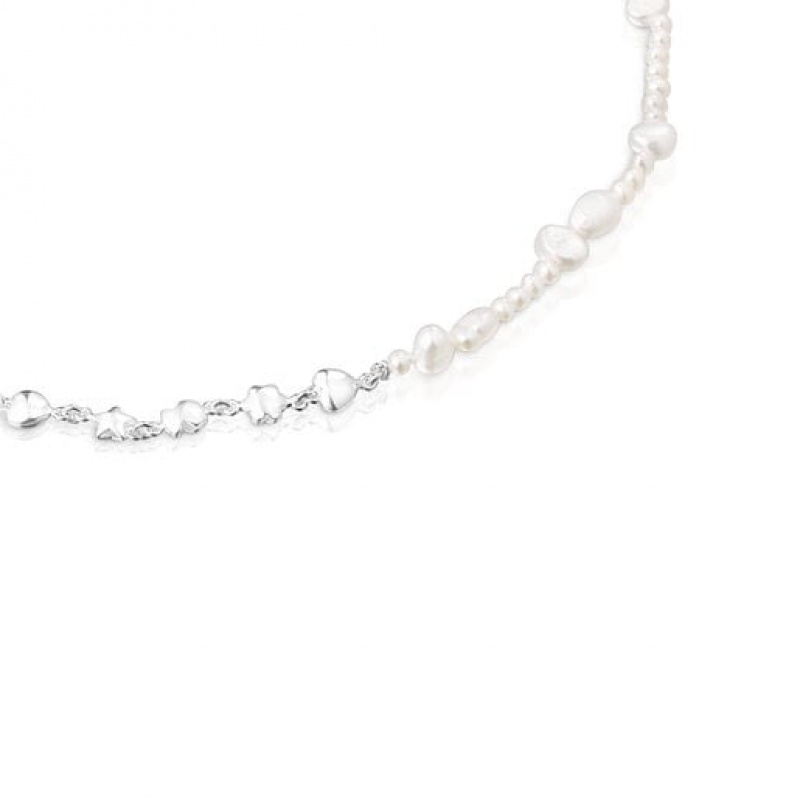 Tous Cultured Pearls Mini Icons With Charms Halskette Silber | Österreich-CIETGU824