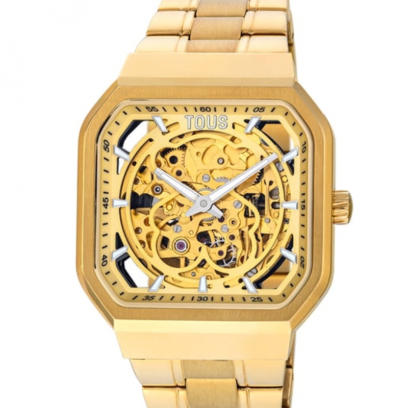 Tous D Bear Analogue With Steel Riemen Uhren Gold | Österreich-HMTCZX864
