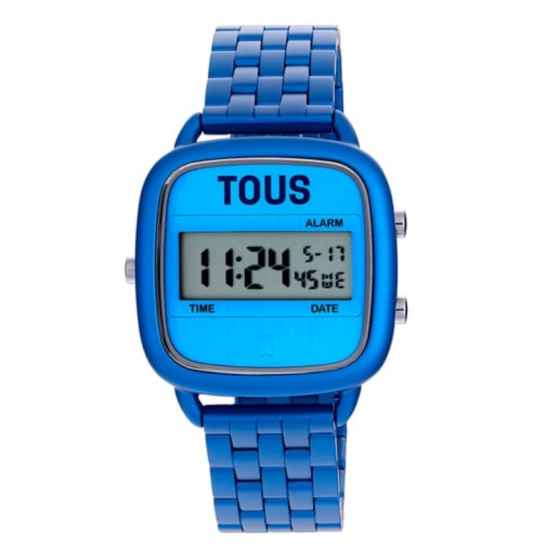 Tous D Logo With Steel Riemen Digitale Uhren Blau | Österreich-OZQJIM839