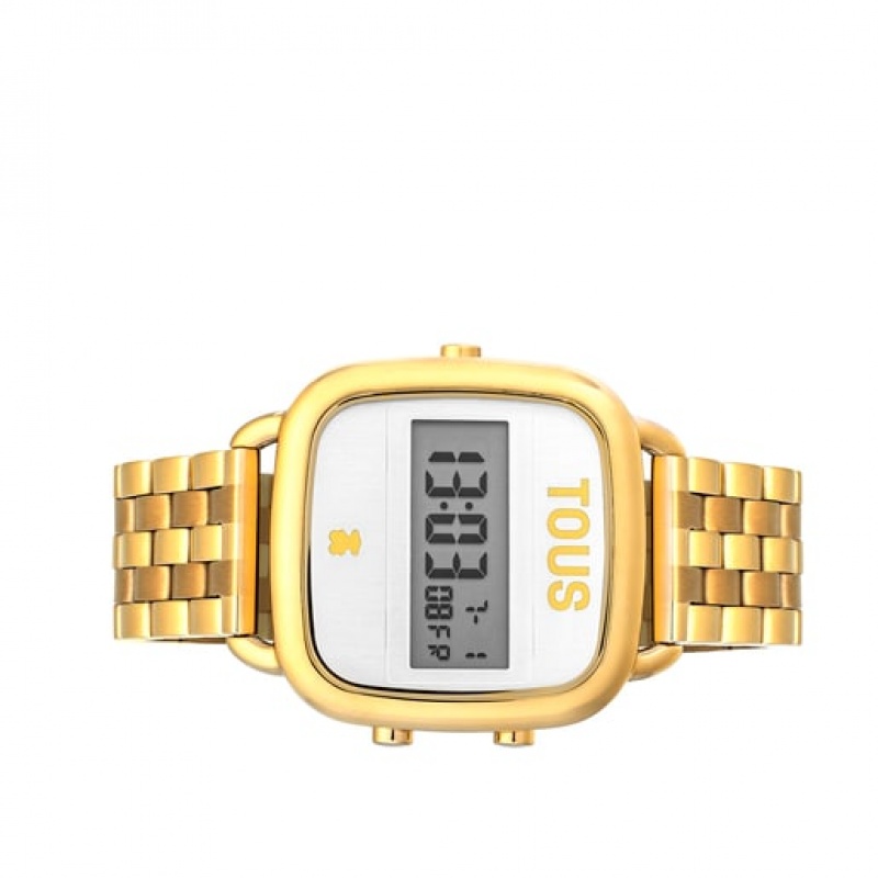 Tous D Logo With Steel Riemen Digitale Uhren Gold | Österreich-FNAPYG192