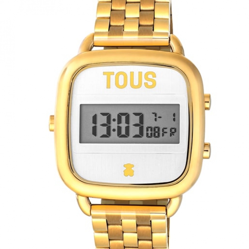 Tous D Logo With Steel Riemen Digitale Uhren Gold | Österreich-FNAPYG192