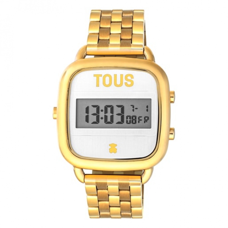 Tous D Logo With Steel Riemen Digitale Uhren Gold | Österreich-FNAPYG192