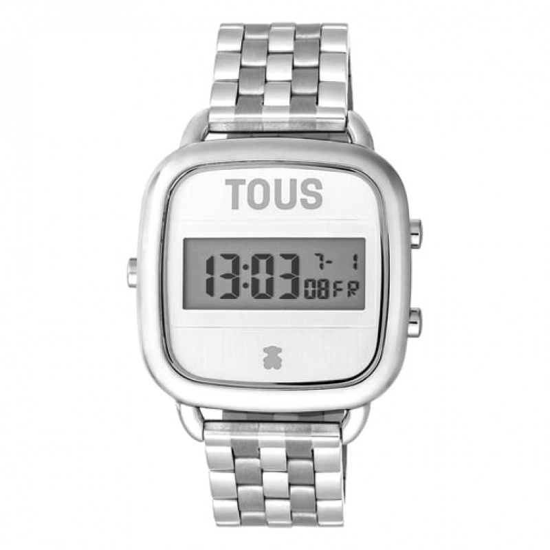 Tous D Logo With Steel Riemen Digitale Uhren Silber | Österreich-QFTMIY597