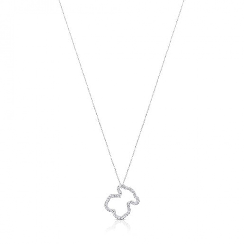 Tous Diamonds Bear Motif Icon Gems Halskette Silber | Österreich-YIWTQD172