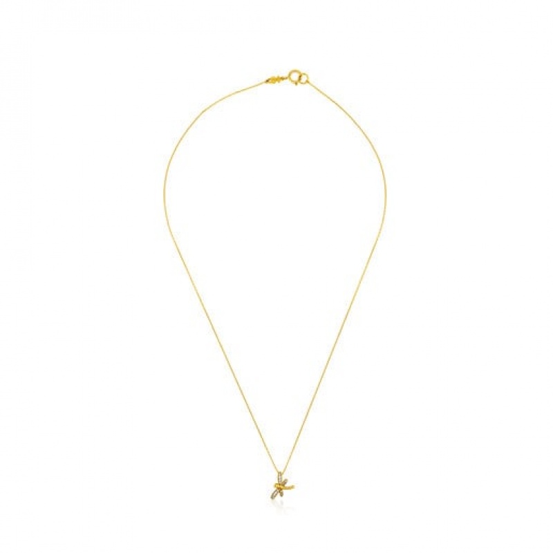 Tous Diamonds Dragon-fly Motif Bera Halskette Gold | Österreich-AKMSJU058
