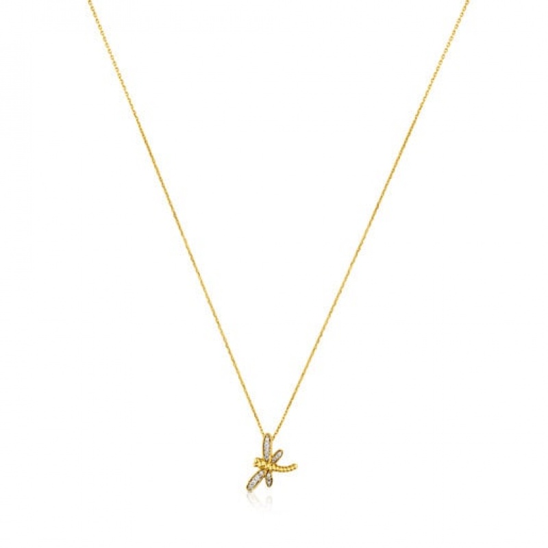 Tous Diamonds Dragon-fly Motif Bera Halskette Gold | Österreich-AKMSJU058