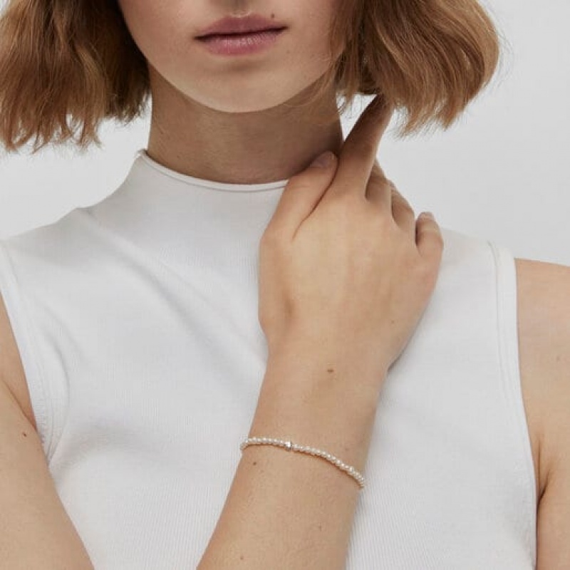 Tous Elastic Bold Motif With Cultured Pearls Flower Motifs Armband Weiß | Österreich-WMJBEC186