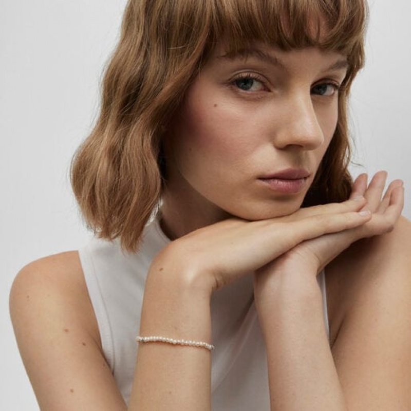 Tous Elastic Bold Motif With Cultured Pearls Flower Motifs Armband Weiß | Österreich-WMJBEC186