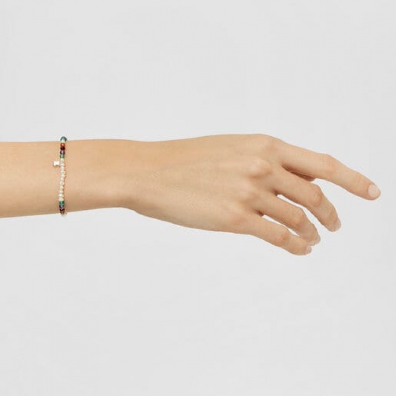 Tous Elastic Bold Motif With Gemstones Cultured Pearls Armband Weiß Mehrfarbig | Österreich-IKNBUD573