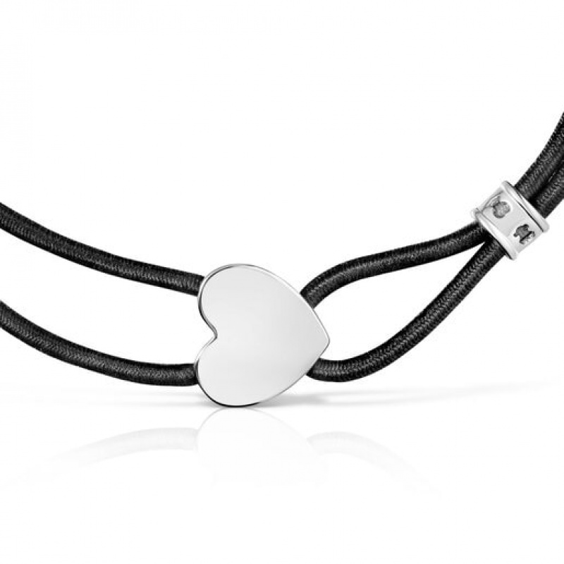 Tous Elastic Sweet Dolls With Heart Armband Silber Schwarz | Österreich-AITEUY502